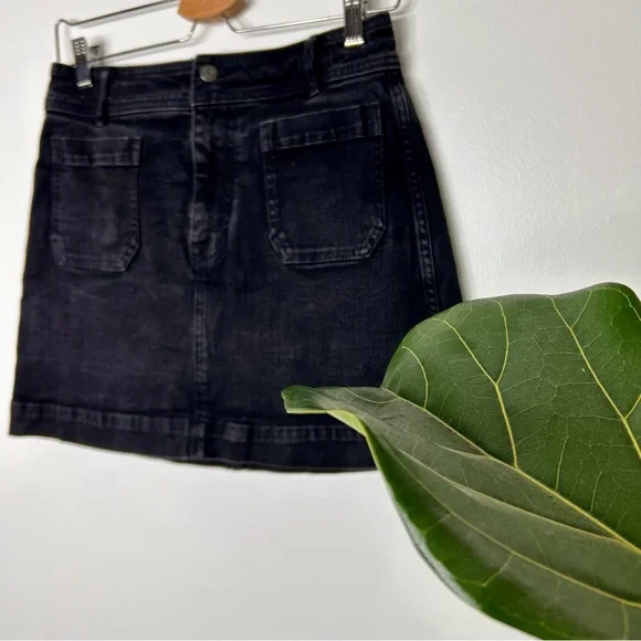 Madewell Stretch Denim A-line Mini Skirt in Black Frost - Picture 4 of 7